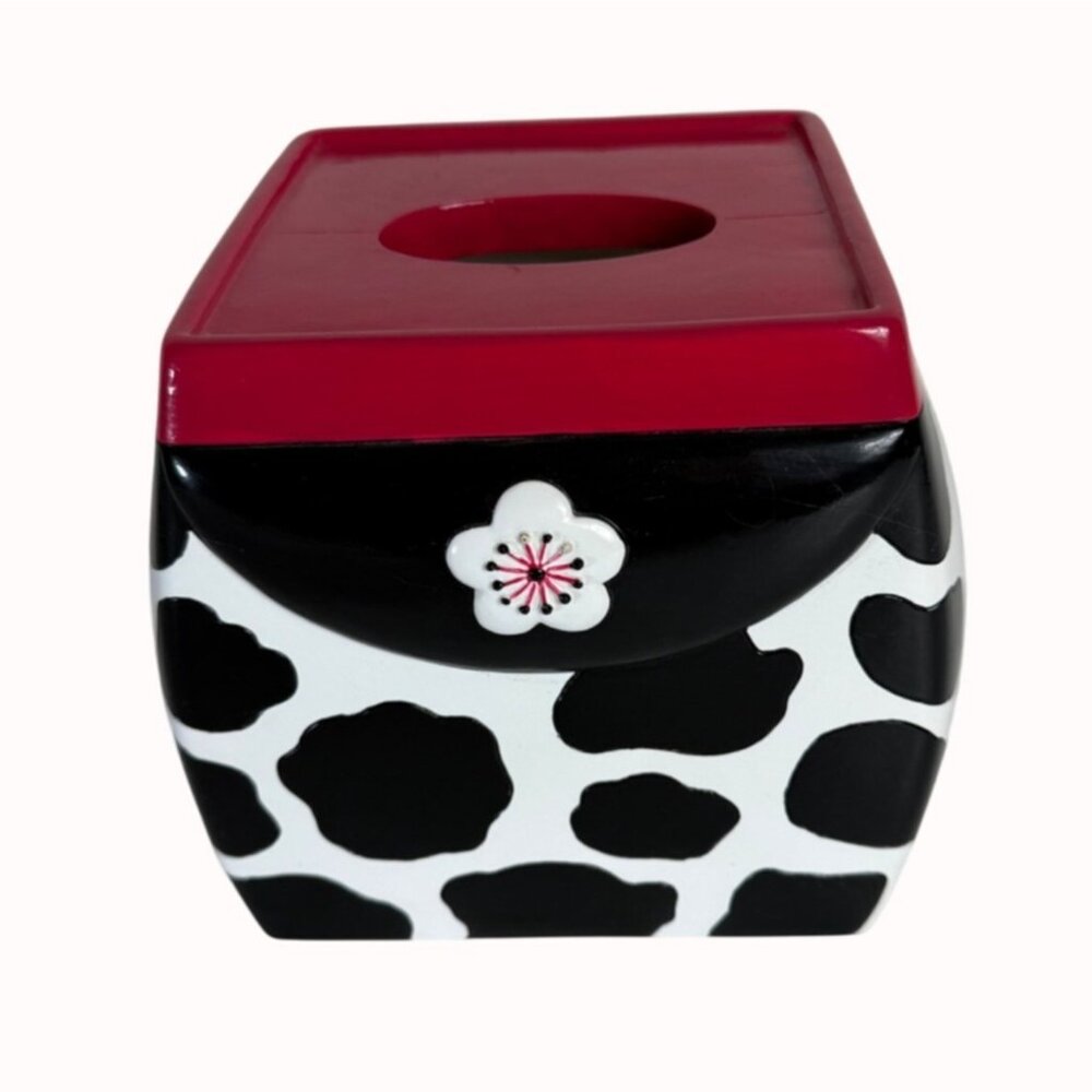 Retro Style Cow Tissue Box Cover Square Porcelain Moo Spots by Jane Kitching